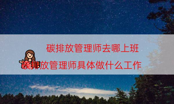 碳排放管理师去哪上班（碳排放管理师具体做什么工作）