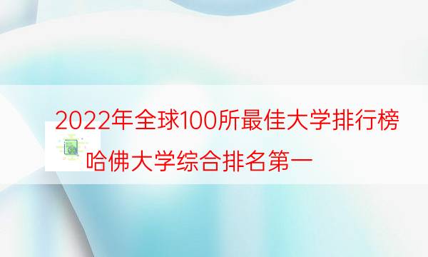 2022年全球100所最佳大学排行榜 哈佛大学综合排名第一