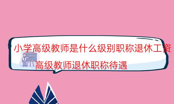 小学高级教师是什么级别职称退休工资(高级教师退休职称待遇)